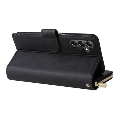 Samsung Galaxy A15 5G Leather Wallet Case with 9 Card Slots, Zipped Cash Pocket & Kickstand - Premium PU TPU Protective Cover with Wrist Strap