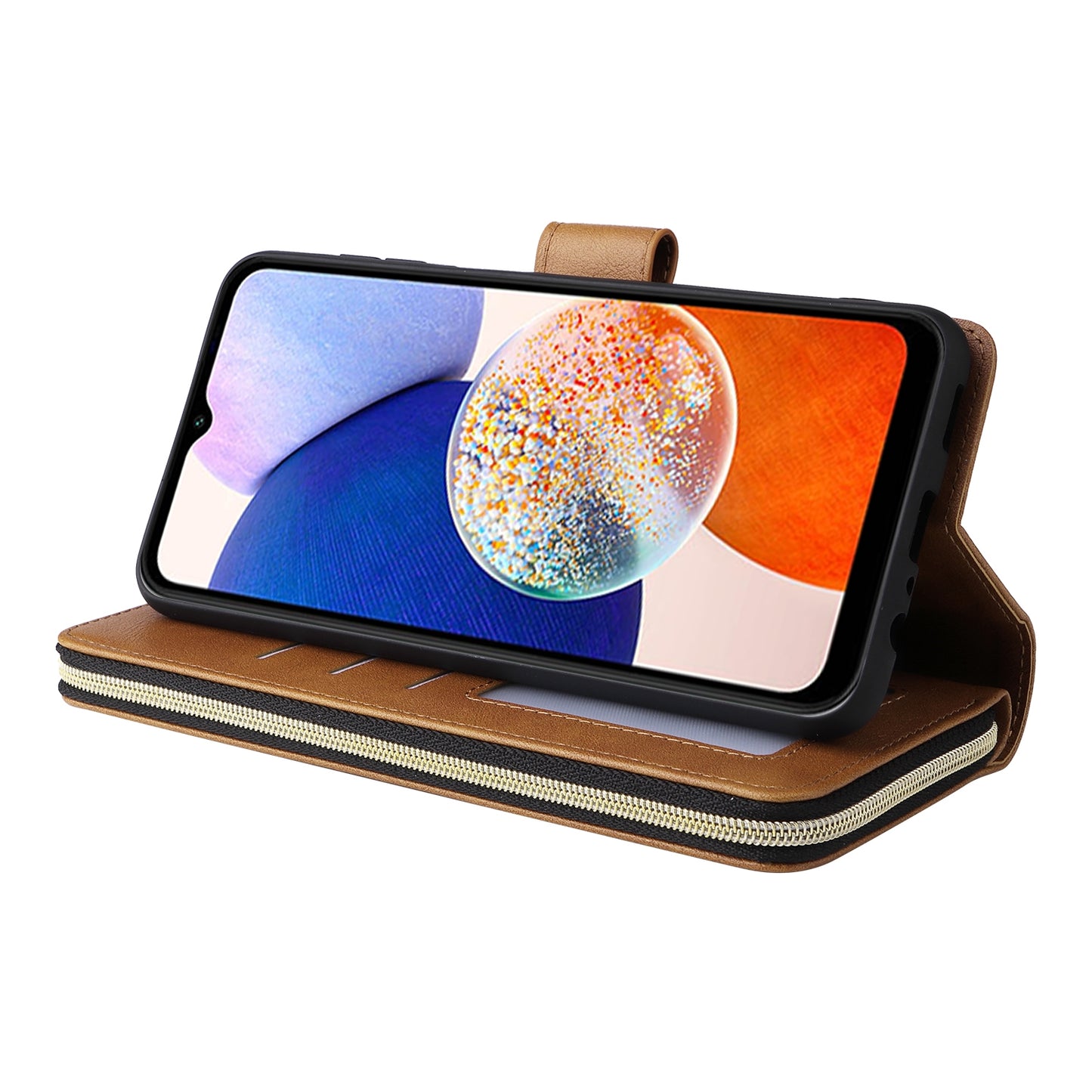 Samsung Galaxy A15 5G Leather Wallet Case with 9 Card Slots, Zipped Cash Pocket & Kickstand - Premium PU TPU Protective Cover with Wrist Strap