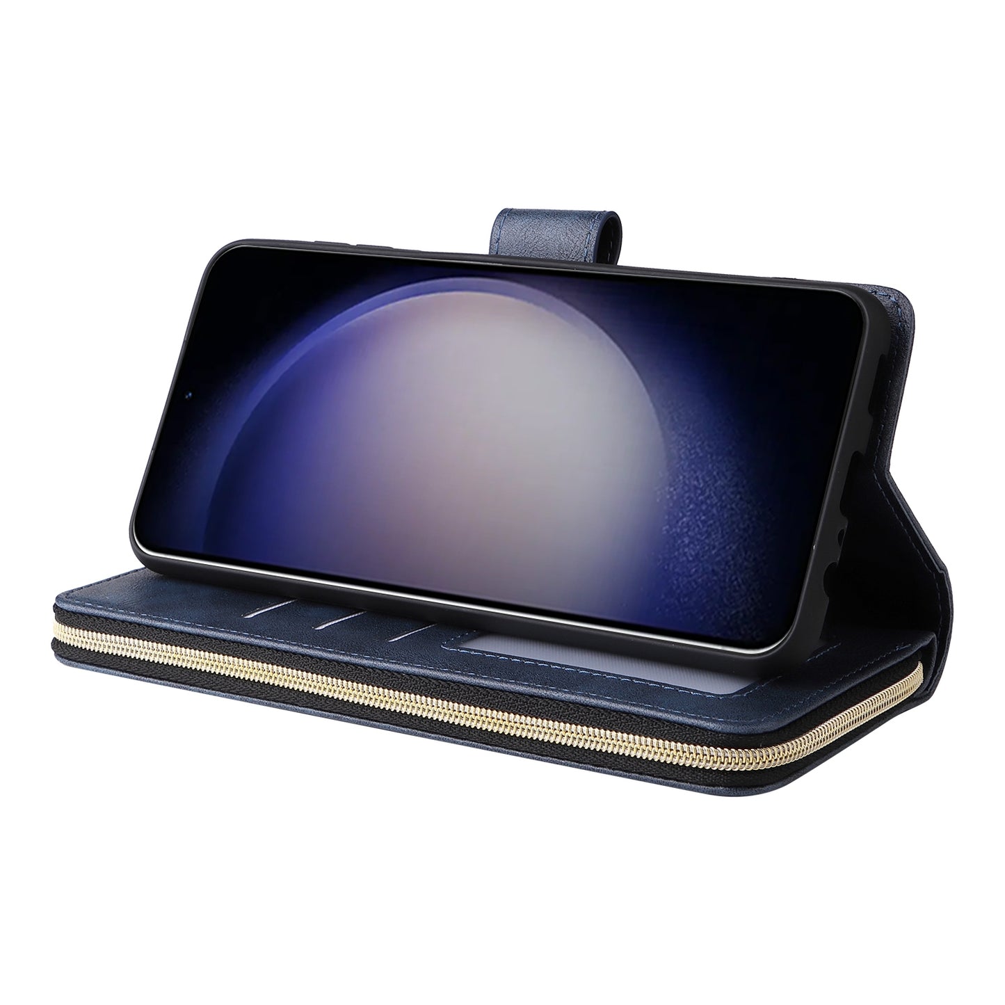 Samsung Galaxy S24 5G Leather Wallet Case with 9 Card Slots, Zipped Cash Pocket & Kickstand - Premium PU TPU Protective Cover with Wrist Strap