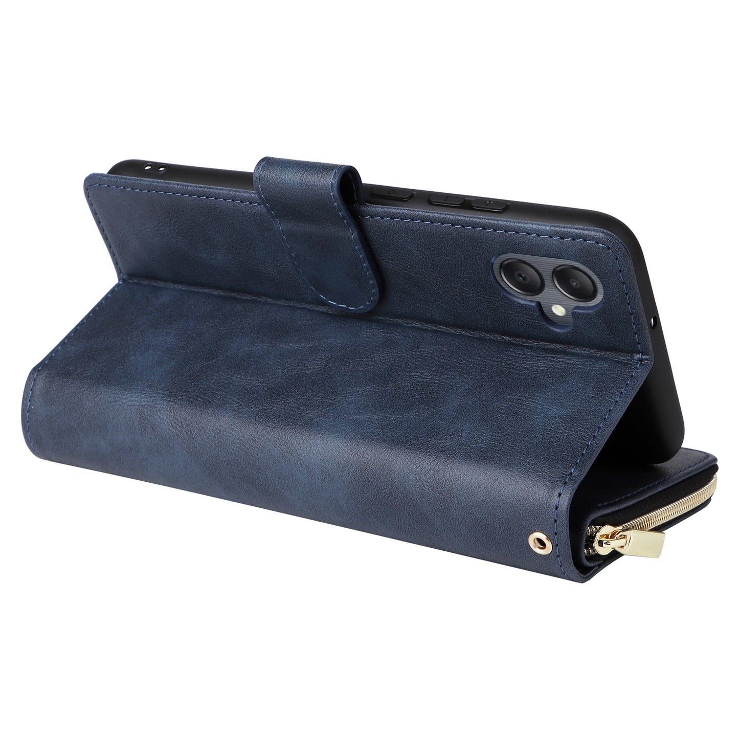 Samsung Galaxy A05 Leather Wallet Case with 9 Card Slots, Zipped Cash Pocket & Kickstand - Premium PU TPU Protective Cover with Wrist Strap