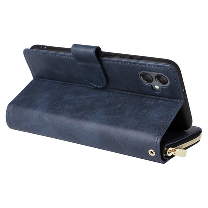 Samsung Galaxy A05 Leather Wallet Case with 9 Card Slots, Zipped Cash Pocket & Kickstand - Premium PU TPU Protective Cover with Wrist Strap