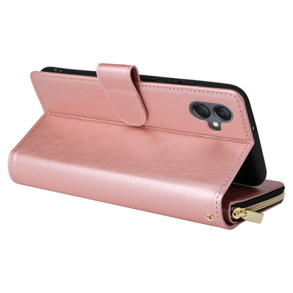 Samsung Galaxy A05 Leather Wallet Case with 9 Card Slots, Zipped Cash Pocket & Kickstand - Premium PU TPU Protective Cover with Wrist Strap