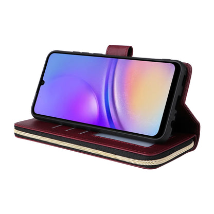 Samsung Galaxy A05 Leather Wallet Case with 9 Card Slots, Zipped Cash Pocket & Kickstand - Premium PU TPU Protective Cover with Wrist Strap