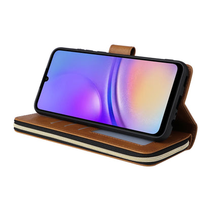 Samsung Galaxy A05 Leather Wallet Case with 9 Card Slots, Zipped Cash Pocket & Kickstand - Premium PU TPU Protective Cover with Wrist Strap
