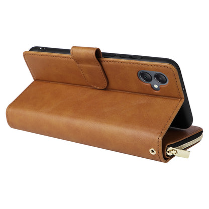 Samsung Galaxy A05 Leather Wallet Case with 9 Card Slots, Zipped Cash Pocket & Kickstand - Premium PU TPU Protective Cover with Wrist Strap