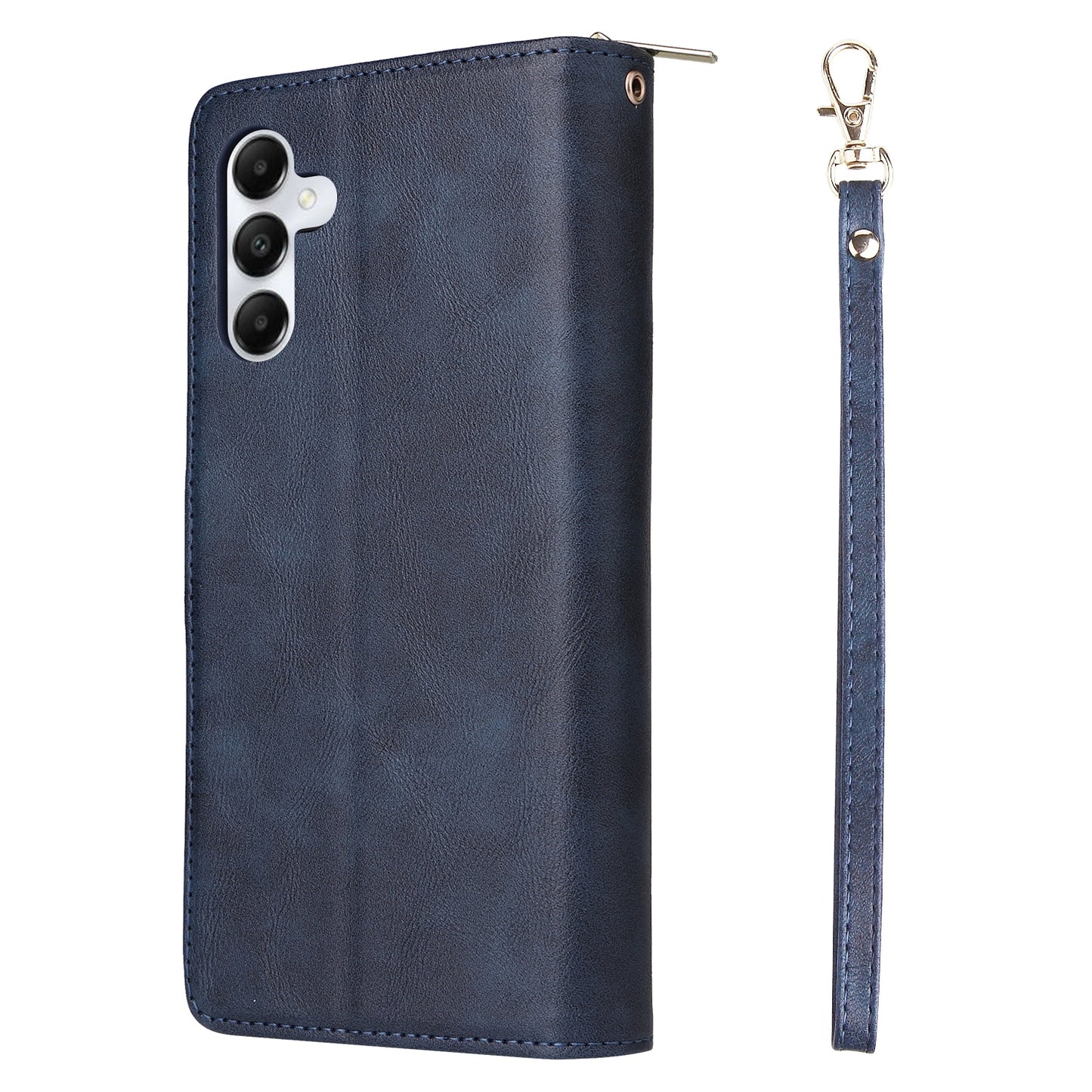 Samsung Galaxy A05s Leather Wallet Case with 9 Card Slots, Zipped Cash Pocket & Kickstand - Premium PU TPU Protective Cover with Wrist Strap