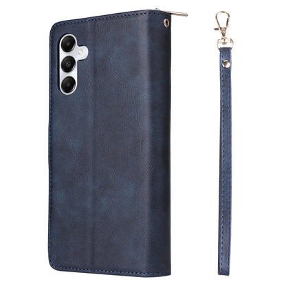 Samsung Galaxy A05s Leather Wallet Case with 9 Card Slots, Zipped Cash Pocket & Kickstand - Premium PU TPU Protective Cover with Wrist Strap