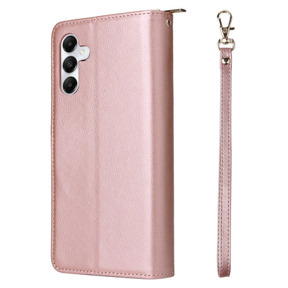 Samsung Galaxy A05s Leather Wallet Case with 9 Card Slots, Zipped Cash Pocket & Kickstand - Premium PU TPU Protective Cover with Wrist Strap