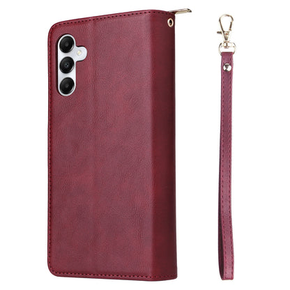 Samsung Galaxy A05s Leather Wallet Case with 9 Card Slots, Zipped Cash Pocket & Kickstand - Premium PU TPU Protective Cover with Wrist Strap