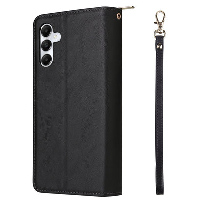 Samsung Galaxy A05s Leather Wallet Case with 9 Card Slots, Zipped Cash Pocket & Kickstand - Premium PU TPU Protective Cover with Wrist Strap