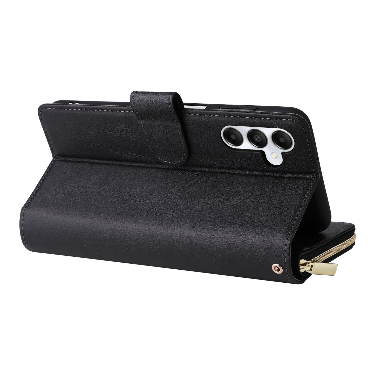 Samsung Galaxy A05s Leather Wallet Case with 9 Card Slots, Zipped Cash Pocket & Kickstand - Premium PU TPU Protective Cover with Wrist Strap