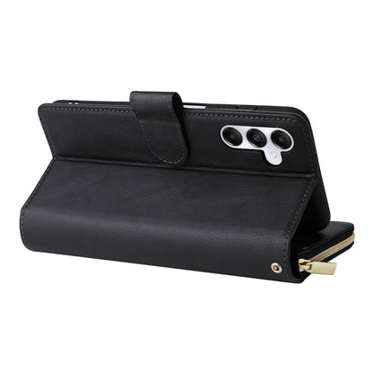 Samsung Galaxy A05s Leather Wallet Case with 9 Card Slots, Zipped Cash Pocket & Kickstand - Premium PU TPU Protective Cover with Wrist Strap