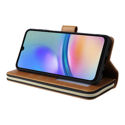 Samsung Galaxy A05s Leather Wallet Case with 9 Card Slots, Zipped Cash Pocket & Kickstand - Premium PU TPU Protective Cover with Wrist Strap