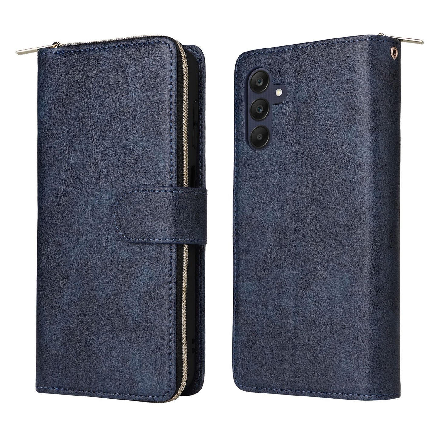 Samsung Galaxy A25 Leather Wallet Case with 9 Card Slots, Zipped Cash Pocket & Kickstand - Premium PU TPU Protective Cover with Wrist Strap