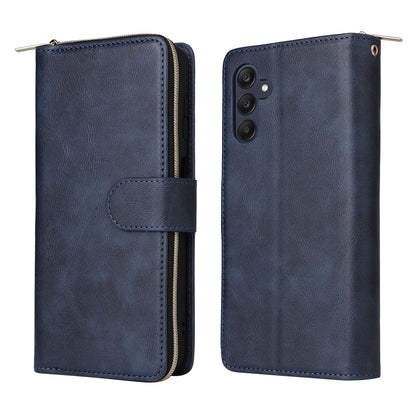 Samsung Galaxy A25 Leather Wallet Case with 9 Card Slots, Zipped Cash Pocket & Kickstand - Premium PU TPU Protective Cover with Wrist Strap