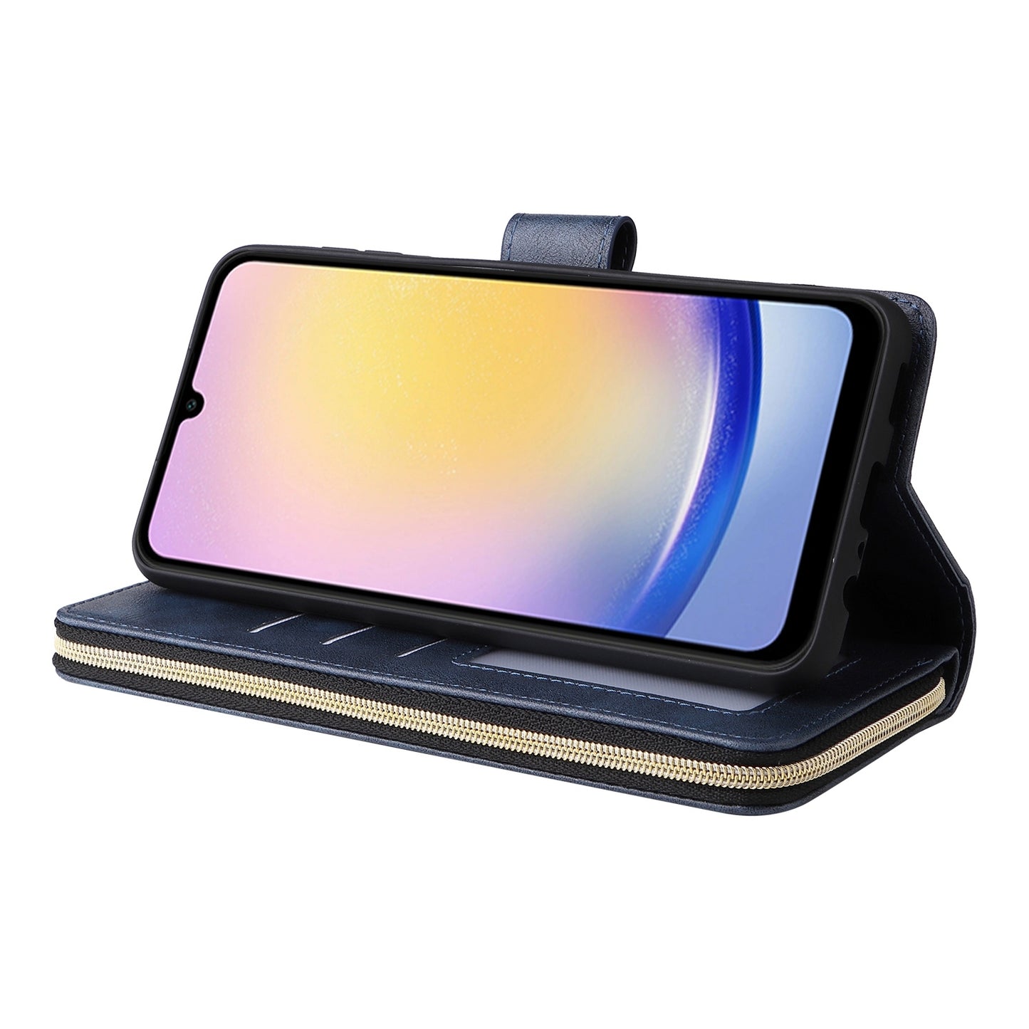 Samsung Galaxy A25 Leather Wallet Case with 9 Card Slots, Zipped Cash Pocket & Kickstand - Premium PU TPU Protective Cover with Wrist Strap