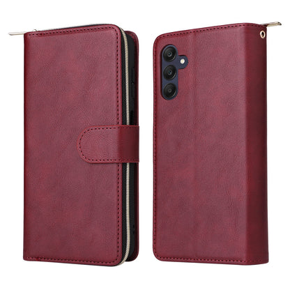 Samsung Galaxy A25 Leather Wallet Case with 9 Card Slots, Zipped Cash Pocket & Kickstand - Premium PU TPU Protective Cover with Wrist Strap