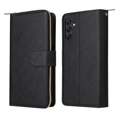 Samsung Galaxy A25 Leather Wallet Case with 9 Card Slots, Zipped Cash Pocket & Kickstand - Premium PU TPU Protective Cover with Wrist Strap