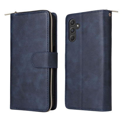 Samsung Galaxy A55 Leather Wallet Case with 9 Card Slots, Zipped Cash Pocket & Kickstand - Premium PU TPU Protective Cover with Wrist Strap