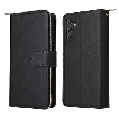 Samsung Galaxy A55 Leather Wallet Case with 9 Card Slots, Zipped Cash Pocket & Kickstand - Premium PU TPU Protective Cover with Wrist Strap