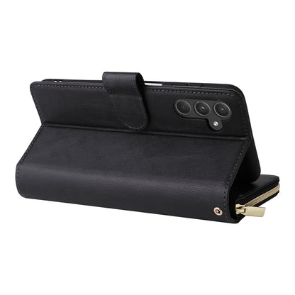 Samsung Galaxy A55 Leather Wallet Case with 9 Card Slots, Zipped Cash Pocket & Kickstand - Premium PU TPU Protective Cover with Wrist Strap