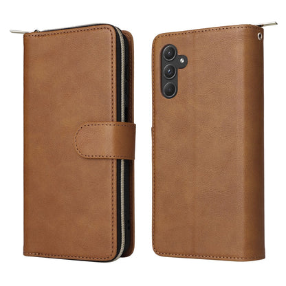 Samsung Galaxy A55 Leather Wallet Case with 9 Card Slots, Zipped Cash Pocket & Kickstand - Premium PU TPU Protective Cover with Wrist Strap