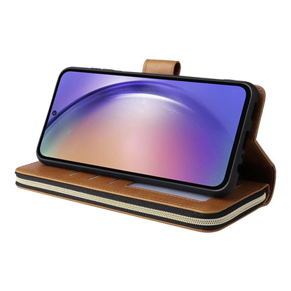 Samsung Galaxy A55 Leather Wallet Case with 9 Card Slots, Zipped Cash Pocket & Kickstand - Premium PU TPU Protective Cover with Wrist Strap