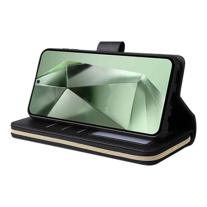 Samsung Galaxy S24 FE 5G Leather Wallet Case with 9 Card Slots, Zipped Cash Pocket & Kickstand - Premium PU TPU Protective Cover with Wrist Strap