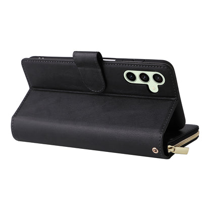 Samsung Galaxy S24 FE 5G Leather Wallet Case with 9 Card Slots, Zipped Cash Pocket & Kickstand - Premium PU TPU Protective Cover with Wrist Strap