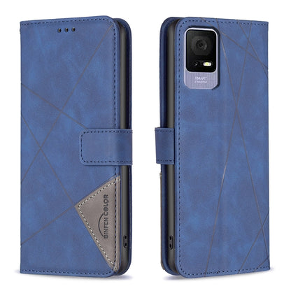 TCL 40 SE Rhombus Texture Leather Phone Case with Magnetic Buckle and Card Holder