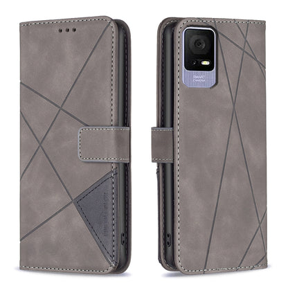 TCL 40 SE Rhombus Texture Leather Phone Case with Magnetic Buckle and Card Holder