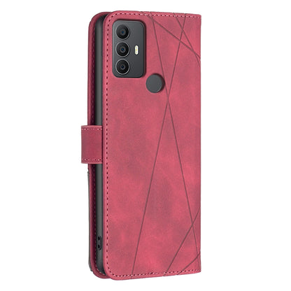 TCL 30 SE Rhombus Texture Leather Phone Case with Magnetic Buckle and Card Holder