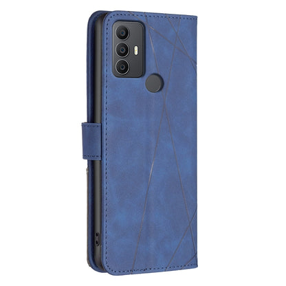 TCL 30 SE Rhombus Texture Leather Phone Case with Magnetic Buckle and Card Holder