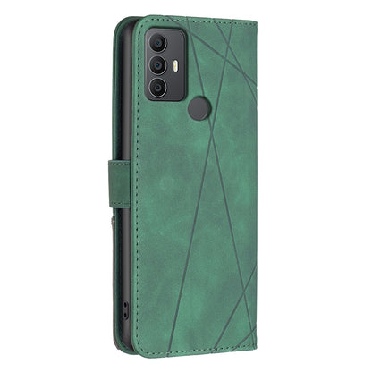 TCL 306 Rhombus Texture Leather Phone Case with Magnetic Buckle and Card Holder