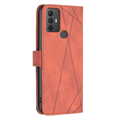 TCL 306 Rhombus Texture Leather Phone Case with Magnetic Buckle and Card Holder