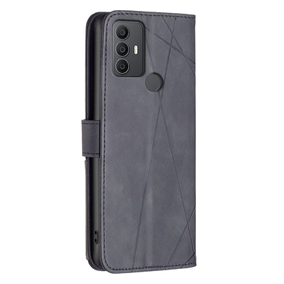 TCL 305 Rhombus Texture Leather Phone Case with Magnetic Buckle and Card Holder