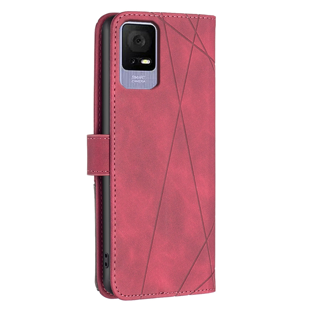 TCL 405 Rhombus Texture Leather Phone Case with Magnetic Buckle and Card Holder