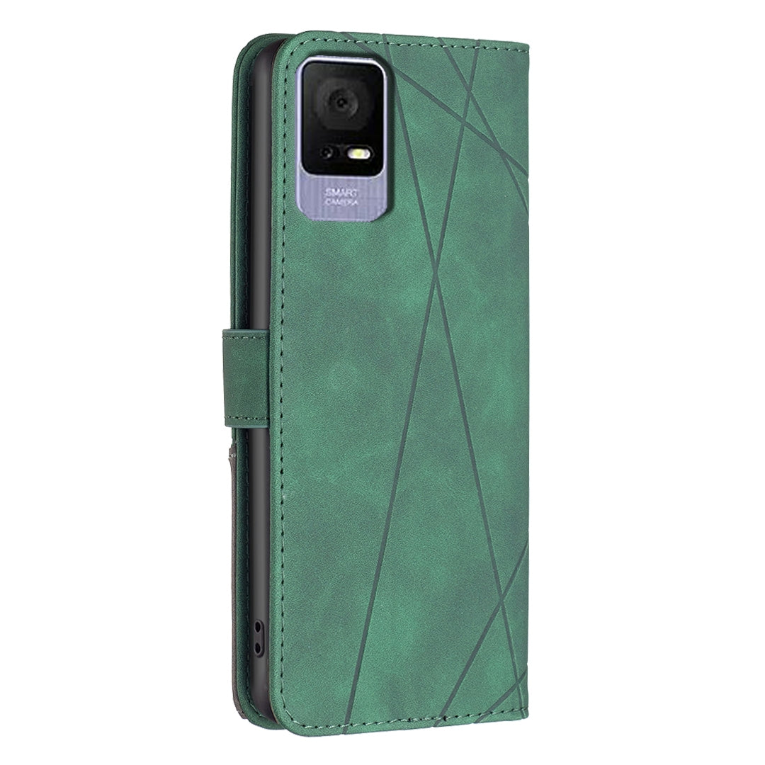 TCL 405 Rhombus Texture Leather Phone Case with Magnetic Buckle and Card Holder