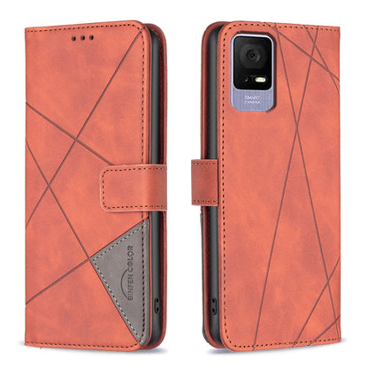 TCL 405 Rhombus Texture Leather Phone Case with Magnetic Buckle and Card Holder