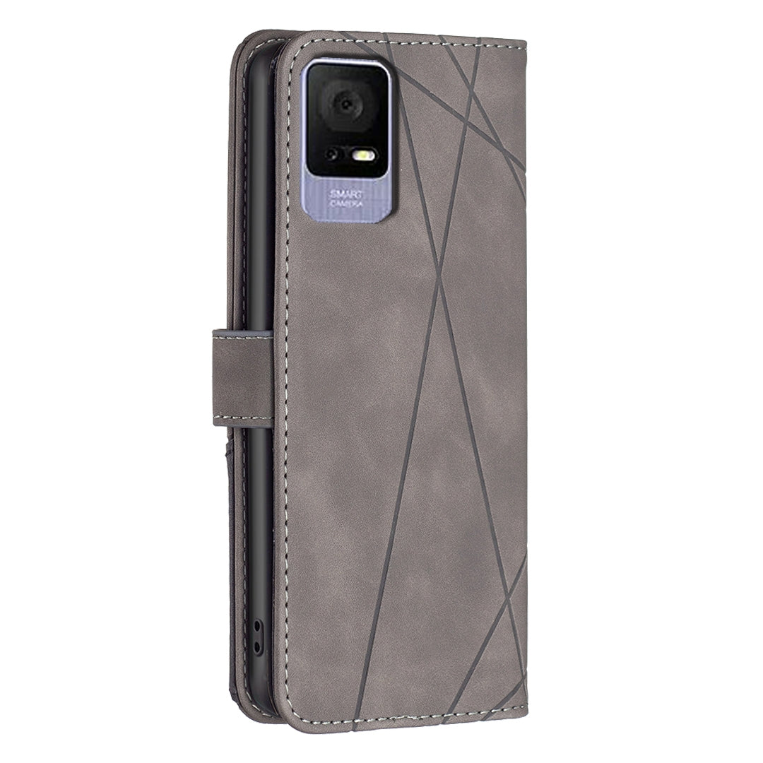 TCL 405 Rhombus Texture Leather Phone Case with Magnetic Buckle and Card Holder