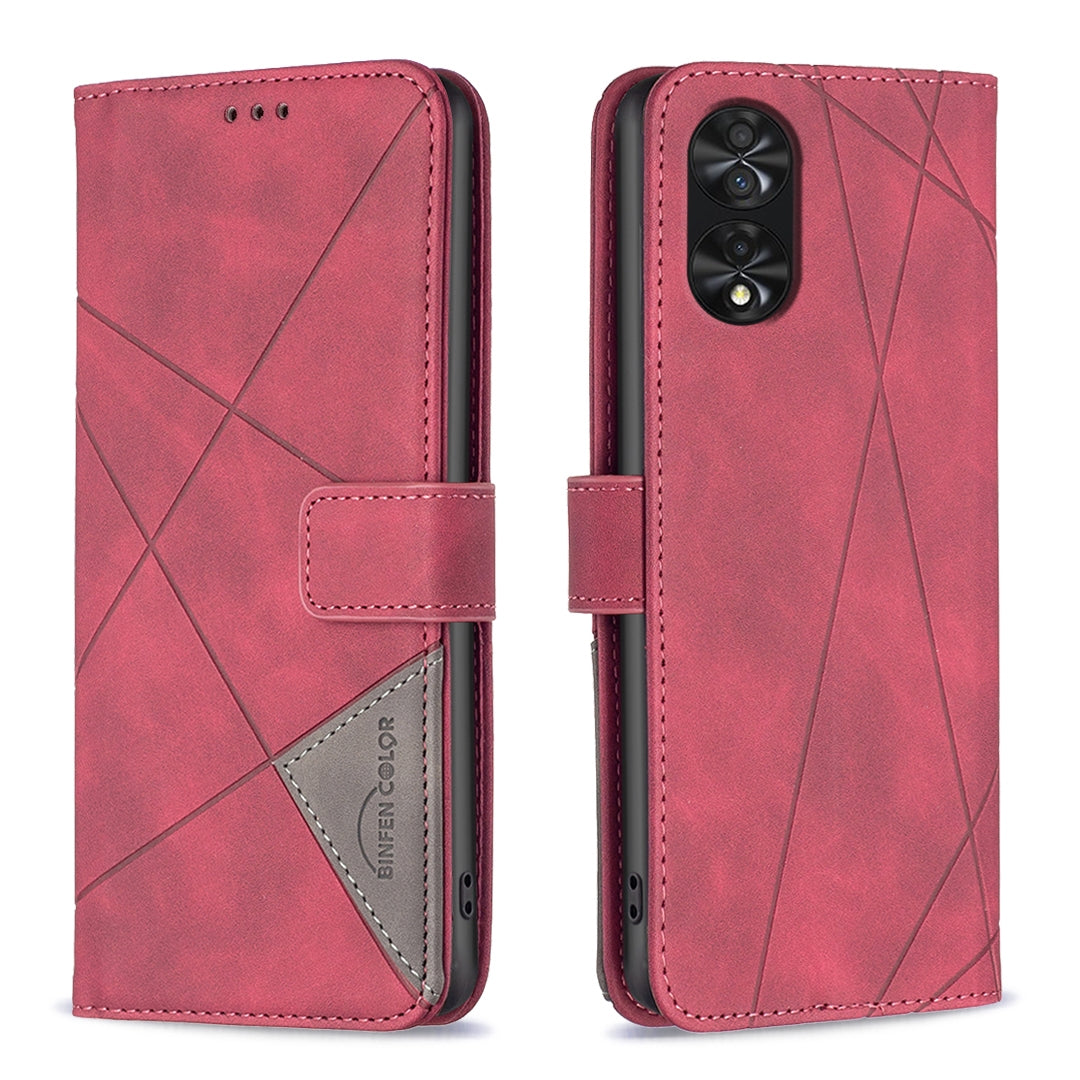 TCL 40 NxtPaper Rhombus Texture Leather Phone Case with Magnetic Buckle and Card Holder