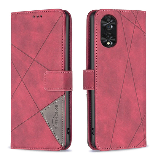 TCL 40 NxtPaper Rhombus Texture Leather Phone Case with Magnetic Buckle and Card Holder