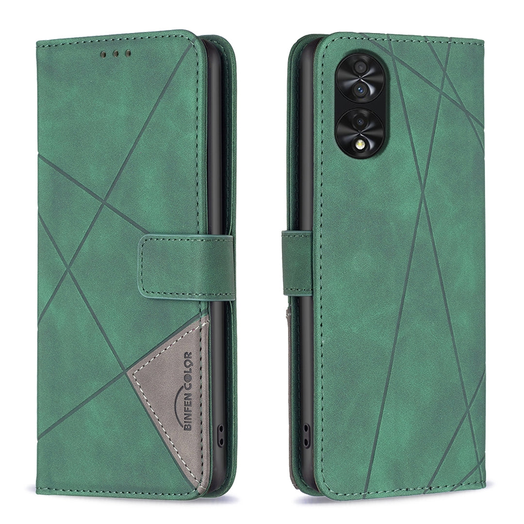 TCL 40 NxtPaper Rhombus Texture Leather Phone Case with Magnetic Buckle and Card Holder