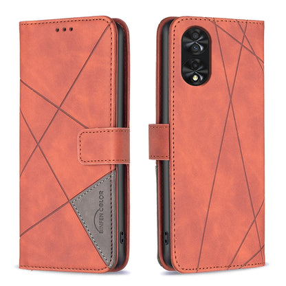 TCL 40 NxtPaper Rhombus Texture Leather Phone Case with Magnetic Buckle and Card Holder