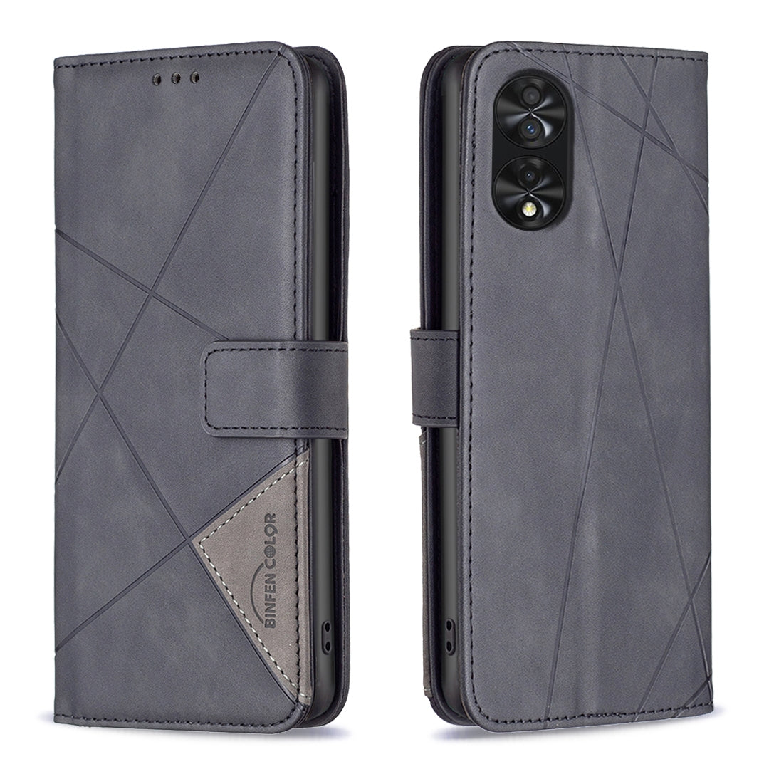 TCL 40 NxtPaper Rhombus Texture Leather Phone Case with Magnetic Buckle and Card Holder