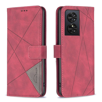 TCL 50 SE Rhombus Texture Leather Phone Case with Magnetic Buckle and Card Holder