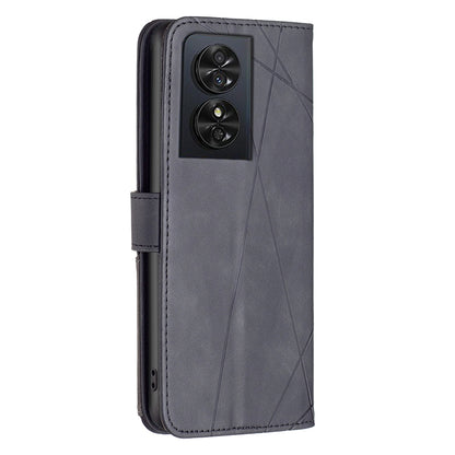 TCL 50 SE Rhombus Texture Leather Phone Case with Magnetic Buckle and Card Holder