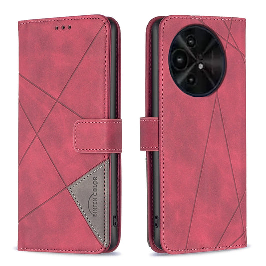 TCL 50 XE Rhombus Texture Leather Phone Case with Magnetic Buckle and Card Holder