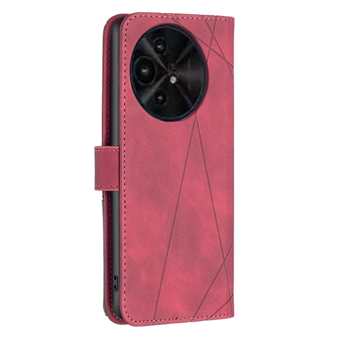 TCL 50 XE Rhombus Texture Leather Phone Case with Magnetic Buckle and Card Holder