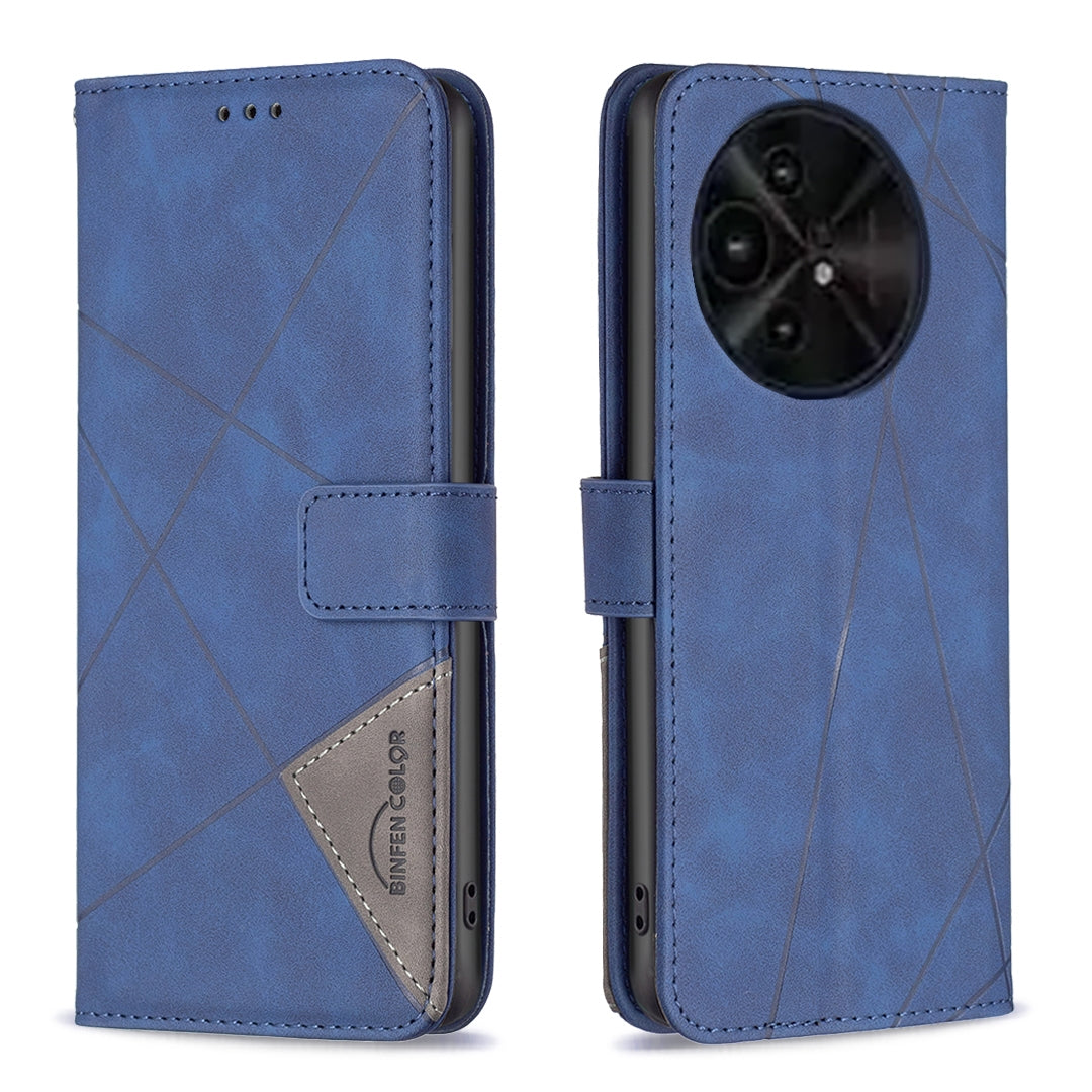 TCL 50 XE Rhombus Texture Leather Phone Case with Magnetic Buckle and Card Holder